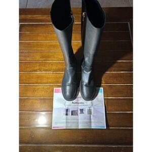 Coach Fitz Riding Boots Black Leather Side Zip Buckle Women's Size 7.5